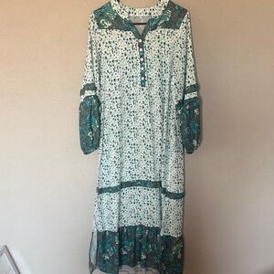 Floral Green and White Women's Dress